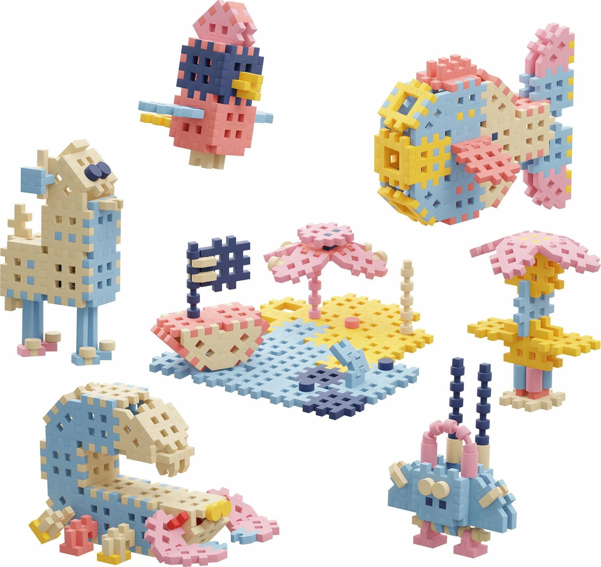 Set blloqesh ndërtimi Marioinex Mini Waffle Konstruktor Traveler 200 copë, pastel