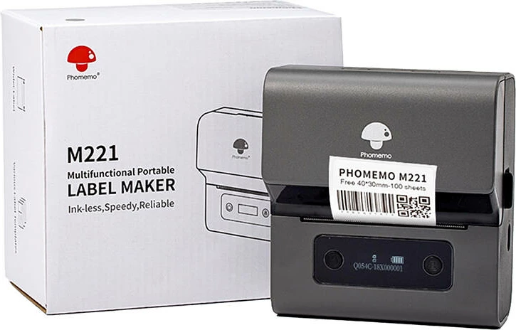 Printer etiketa portabil Phomemo M221, gri-e zezë