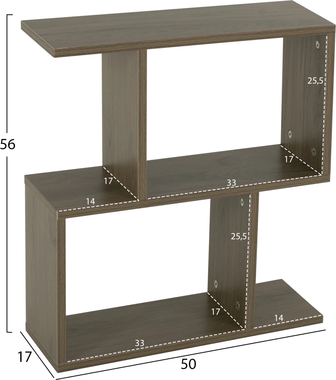 Tavolinë anësore me hapësira ruajtëse, ngjyrë ulliri gri, FH8881.12, 50x17x56H cm