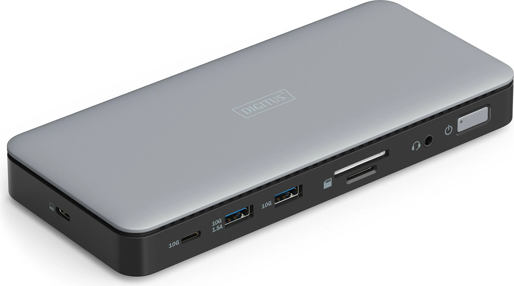 Docking station USB-C Digitus, 4K, 2x HDMI, 1x DP, RJ45, 10Gbps, me adapter, argjendtë