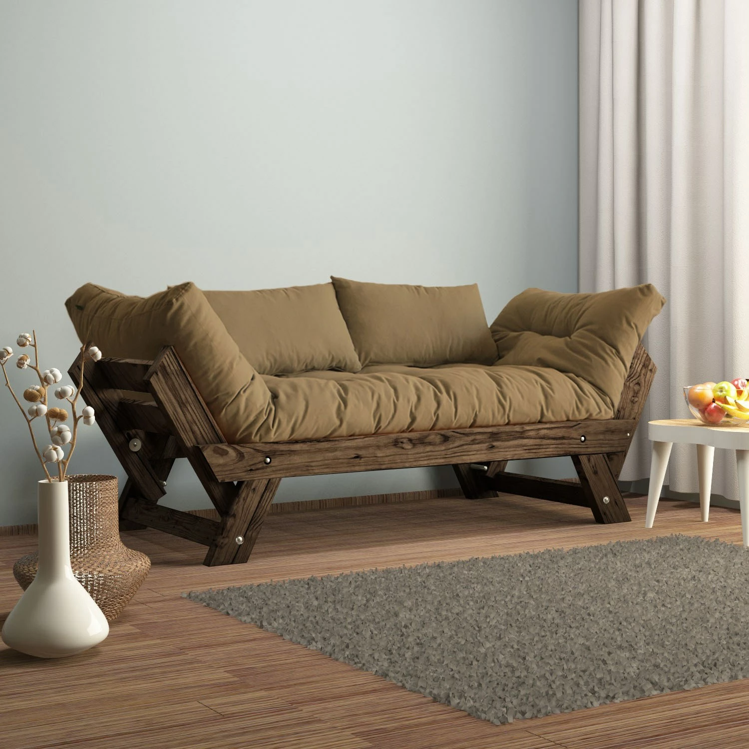 Divan kopshti dy ulëse, Skye Decor, ngjyrë arrë dhe deve, CPT8119-210