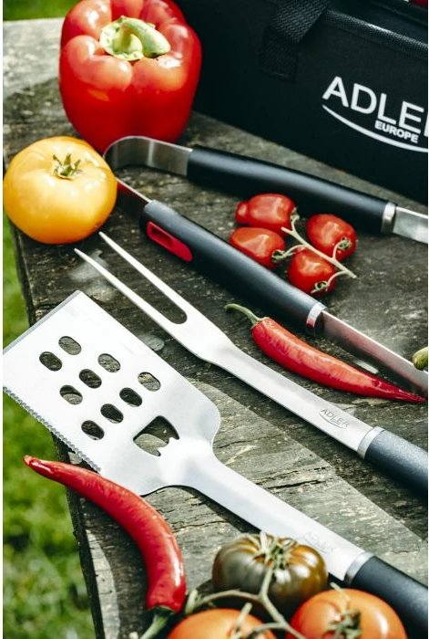 Set veglash grilli ADLER AD6727, 3 copë, çelik inox 420, me çantë transporti, e zezë