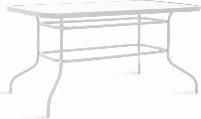 Tavolinë me karrige Valor-Calan B set prej 5 copë metalike e bardhë-tekstilen kafe 140x80x70cm