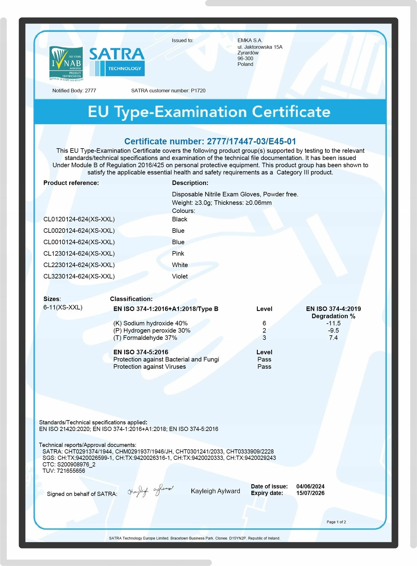 Doreza nitrili CLARA Regular Blue, XL, pa pudër, 100 copë, blu