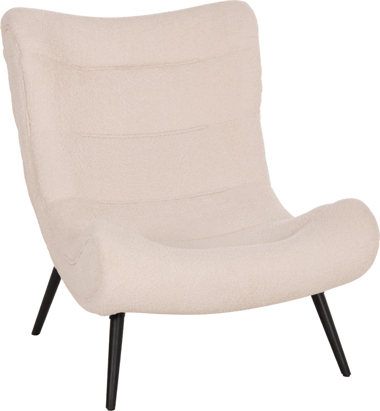 Karrige BRYM FH9605.06, pëlhurë boucle ecru, këmbë druri të zeza, 97x80x100H cm
