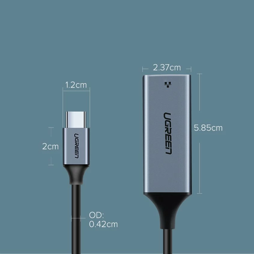 Adapter rrjeti Ugreen CM199, USB-C në RJ45, 1000 Mbps, Gri