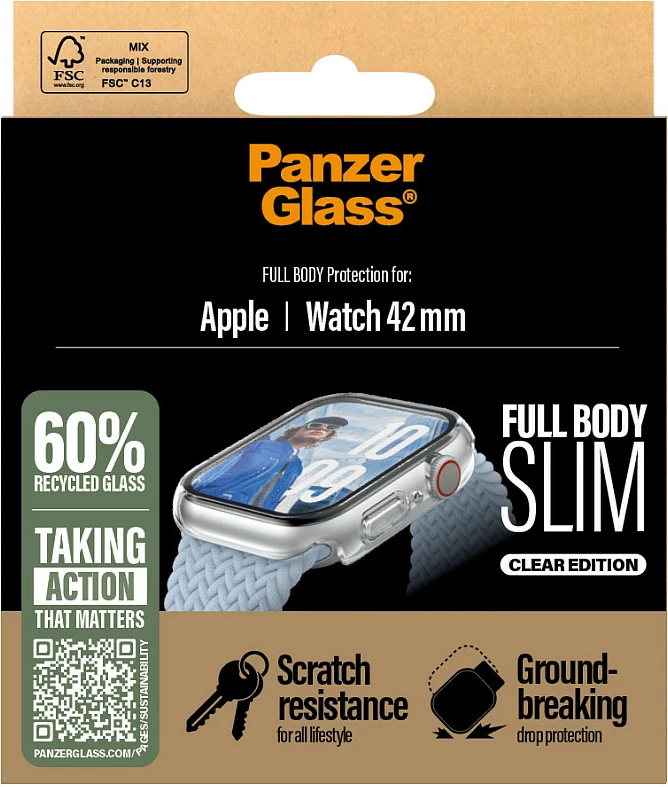 Mbrojtës ekrani PanzerGlass Snappie Full Body Slim për Apple Watch 10/42mm, transparent