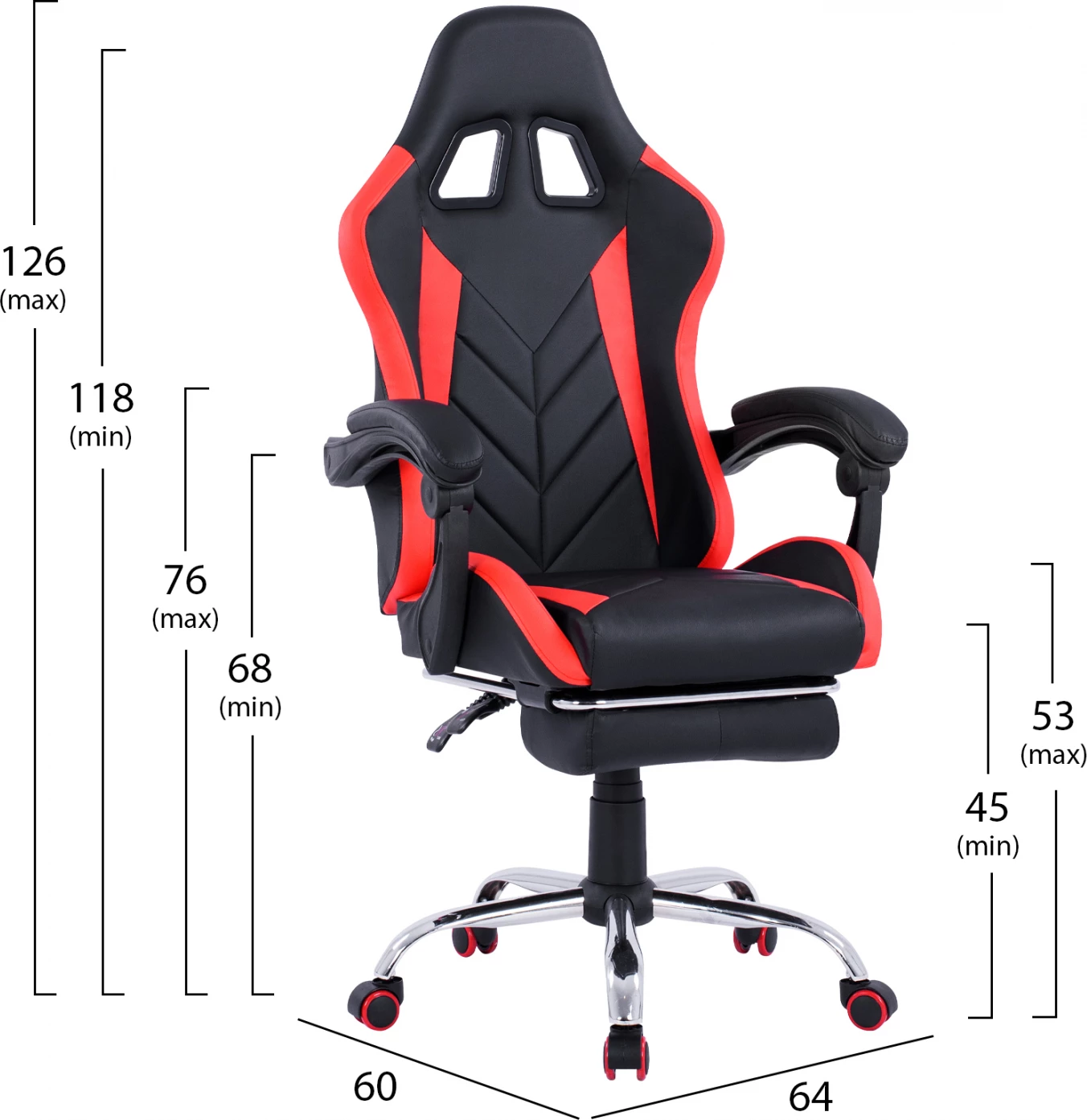 Karrige gaming me shpinë të rregullueshme dhe mbështetëse për këmbë FH1156.01 ngjyrë e zezë-kuqe