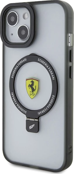 Mbështjellës Ferrari FEHMP15SUSCAH për iPhone 15 6.1", transparent, me ring stand dhe MagSafe