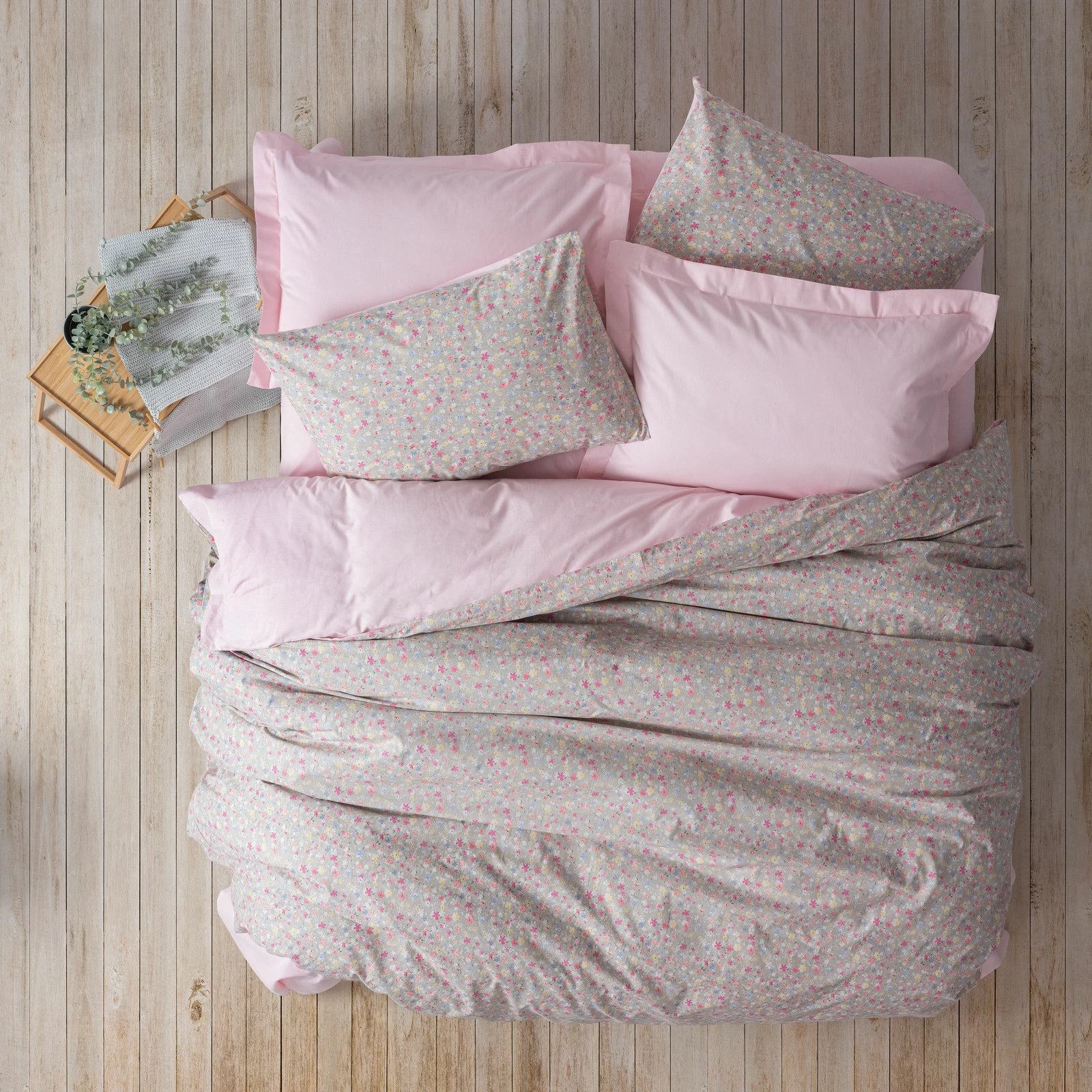 Set mbulesë jorgani njëpersonëshe Ranforce, L'Essentiel Linge de Maison, Sihu, rozë