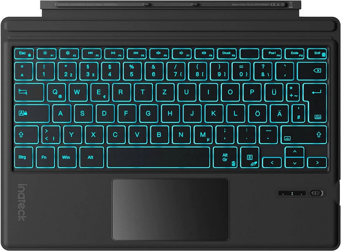 Tastierë Inateck për Microsoft Surface Go, Bluetooth 5.3, QWERTZ, me touchpad, backlight, USB-C, e zezë