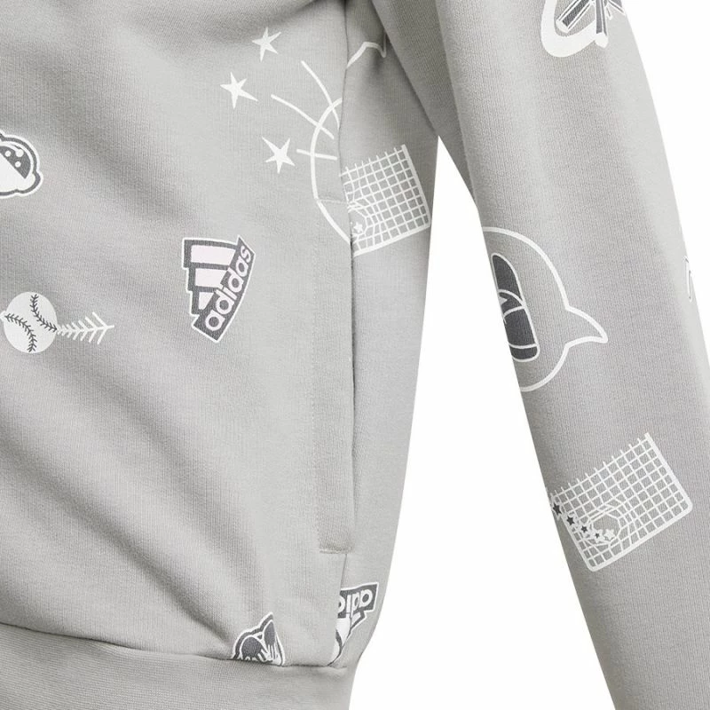 Duks me kapuç për fëmijë adidas, me zinxhir, gri