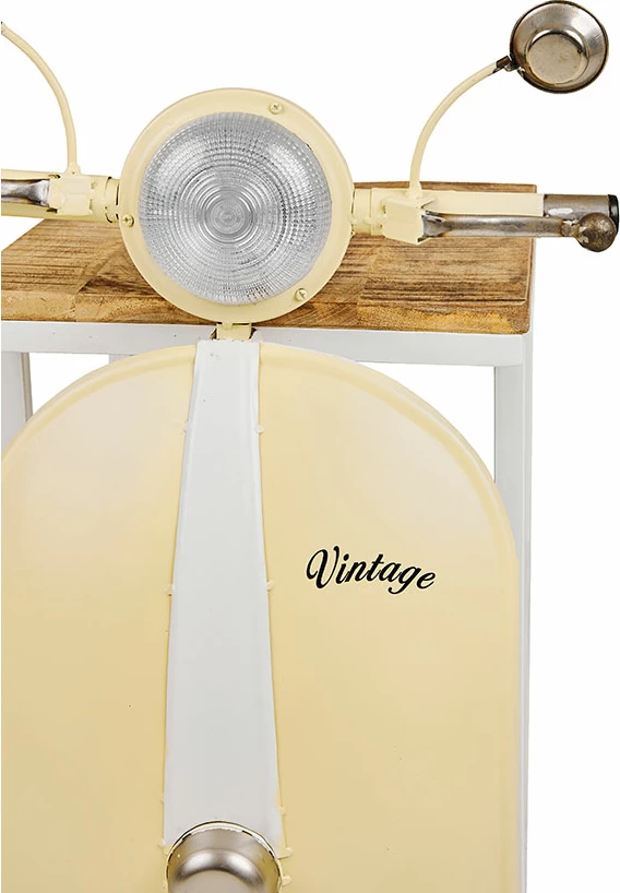 Tavolinë anësore MINI VESPA me rafte, ngjyrë krem e bardhë, natyrale, 61x45x88