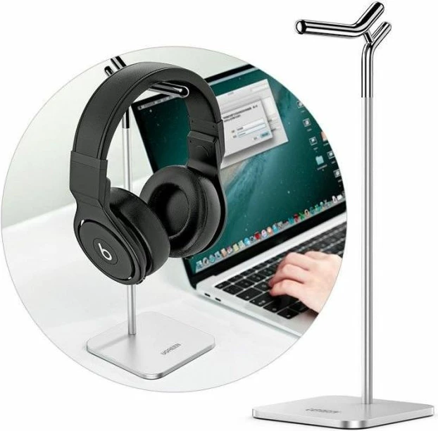 mbajtëse kufjesh UGREEN 80701, alumin metalike, e rregullueshme, 287 mm, argjend/e zezë