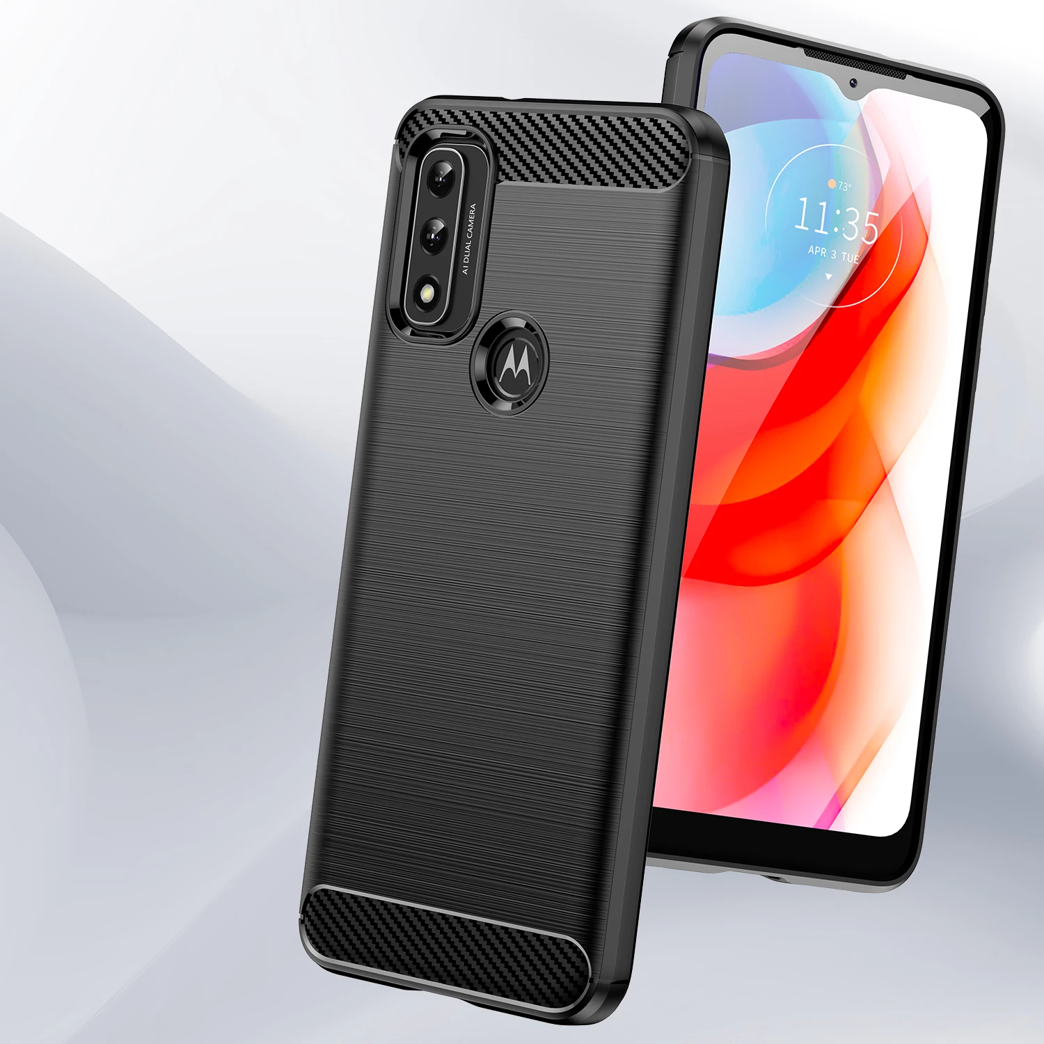 Mbështjellës Hurtel Carbon Case për Motorola Moto G Play 2022, i zi