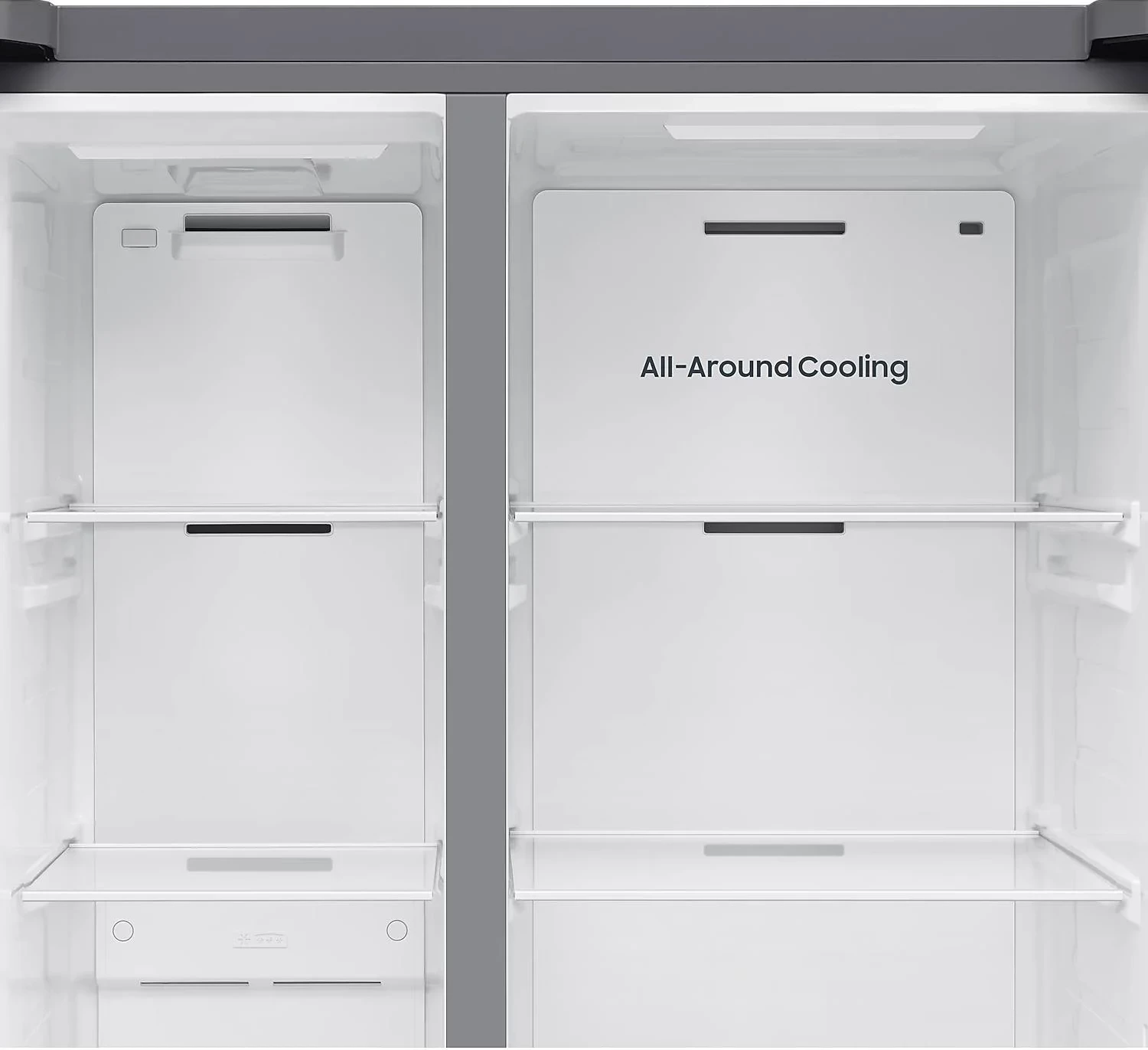 Frigorifer side-by-side Samsung RS70F65QDTEO 659L AI Twin Cooling Plus SpaceMax shpërndarës ujë/akull Wi‑Fi klasa D, argjendtë mat