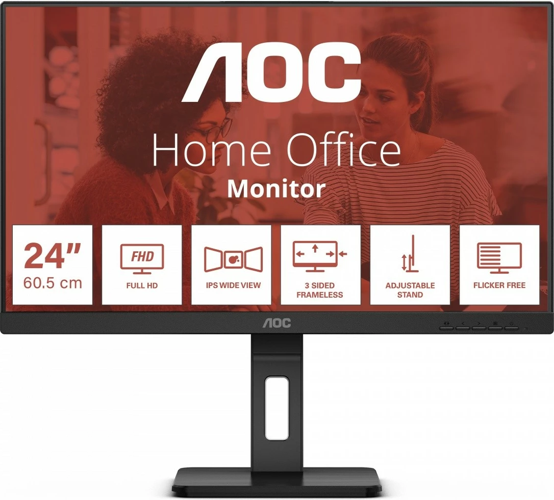 Monitor AOC 24E3QAF, 23.8", IPS, Full HD, Pivot, HDMI, DP, Altoparlantë, i zi