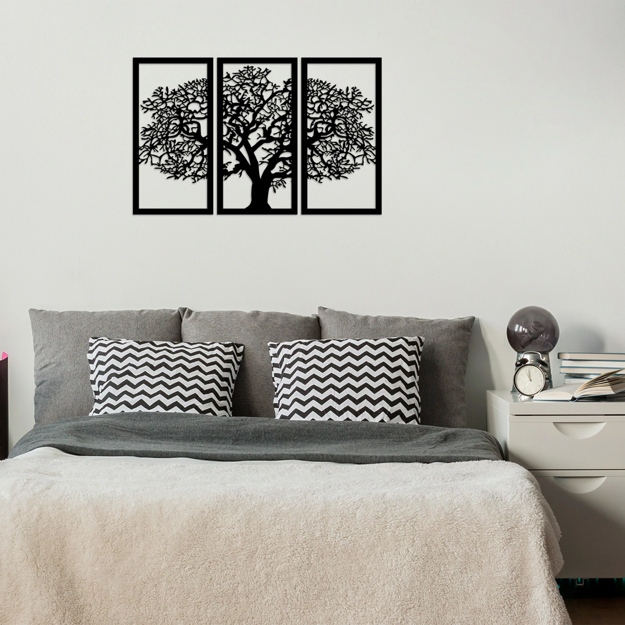 Aksesor dekorativ muri prej druri, Wallity, Ağaç 5, ngjyrë e zezë, 66x105cm