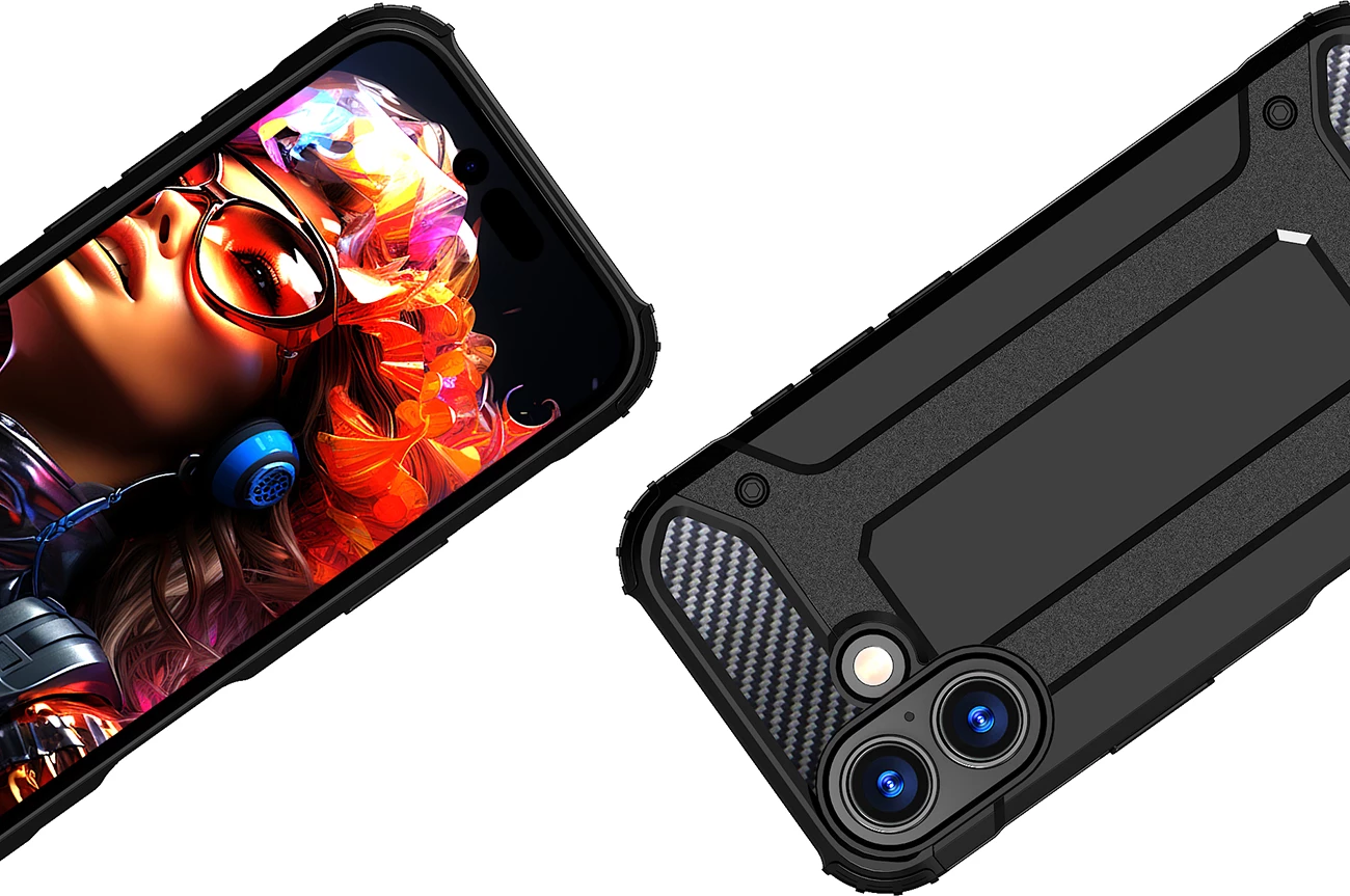 Mbështjellës Hurtel Hybrid Armor për iPhone 17, i zi