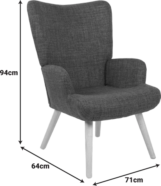 Fotel Gerlina, material krem, këmbë ngjyrë natyrale, 71x64x94cm