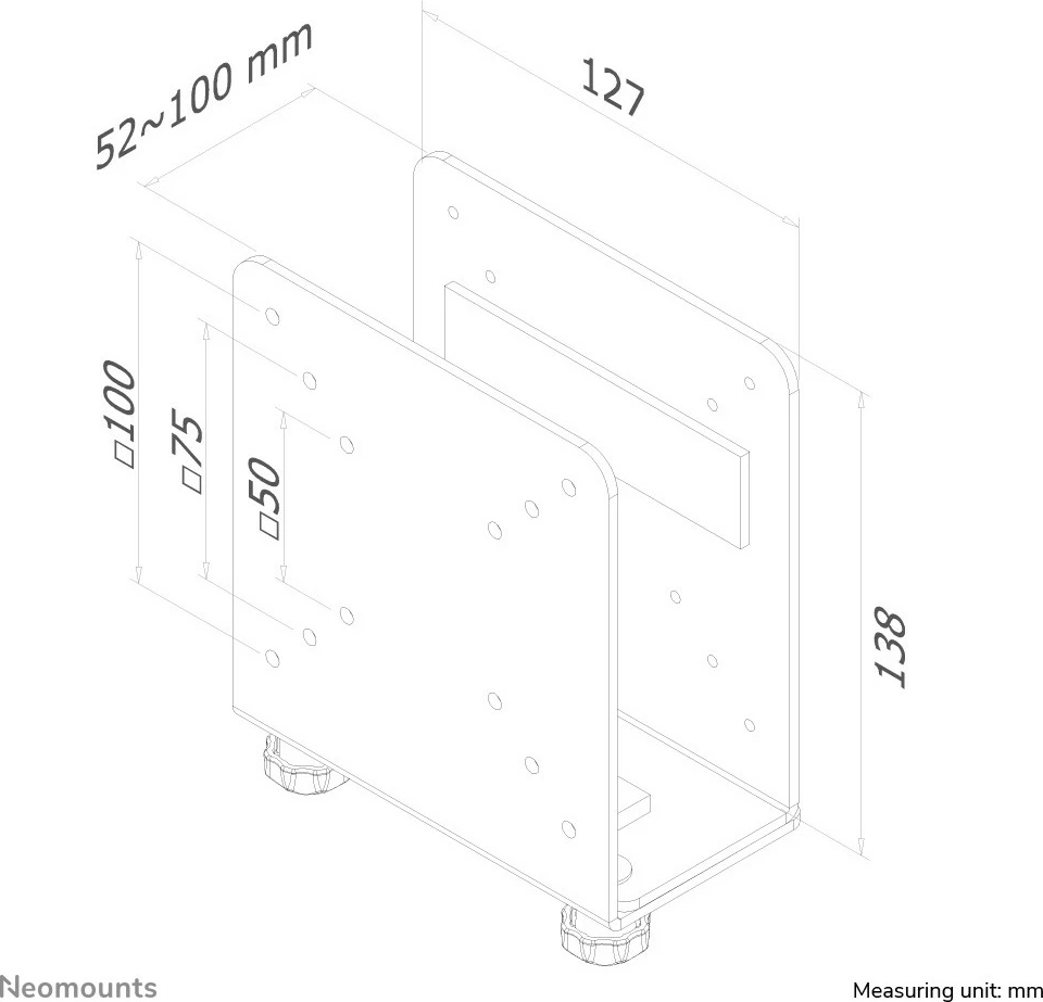 Mbajtëse mini PC Neomounts THINCLIENT-20, universal, 7 kg, çelik, e zezë