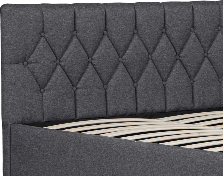 Krevat dopio Kamaho, stof, antracit, me hapësirë për depo, 160x200cm