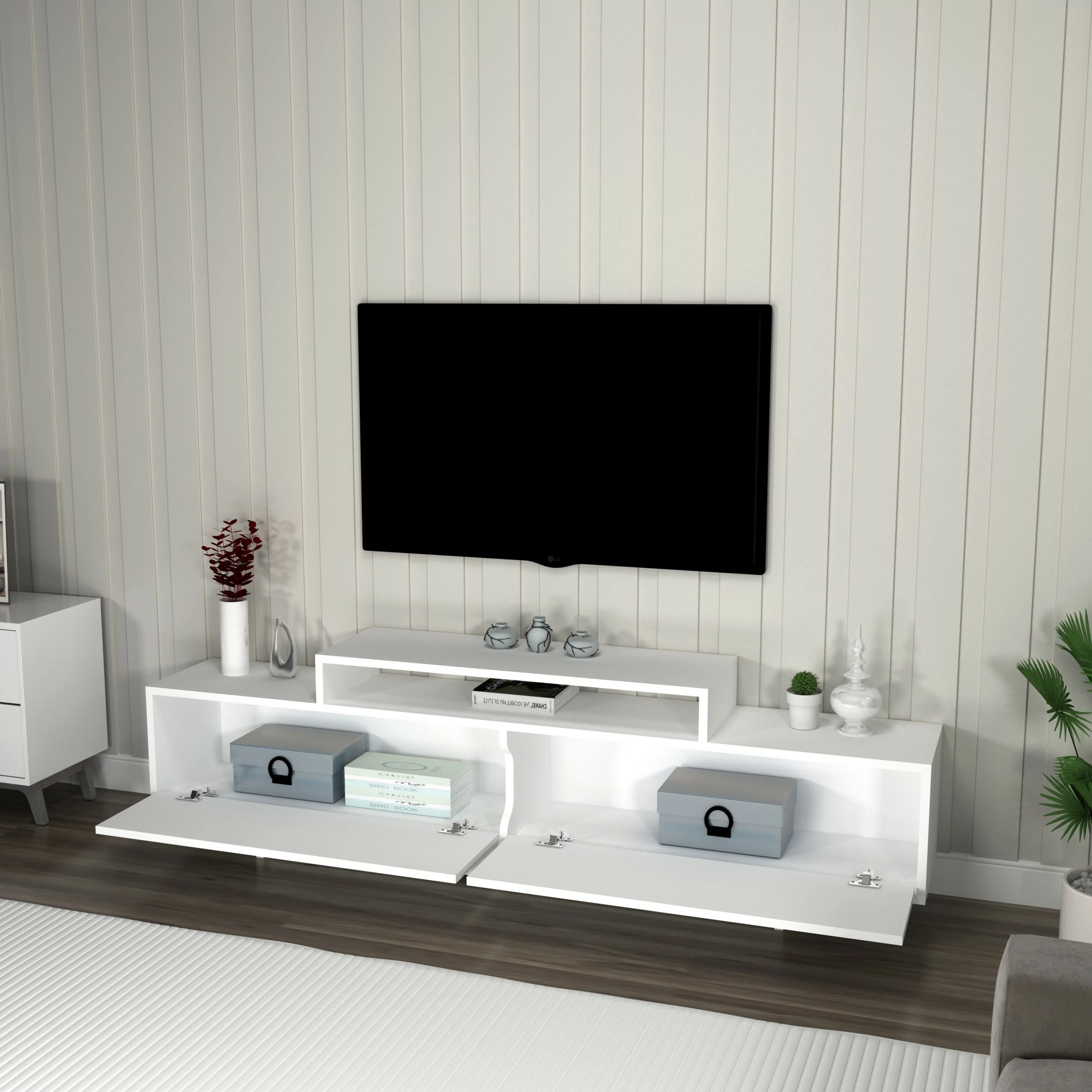 Komodë TV Hanah Home, Grasyas, e bardhë