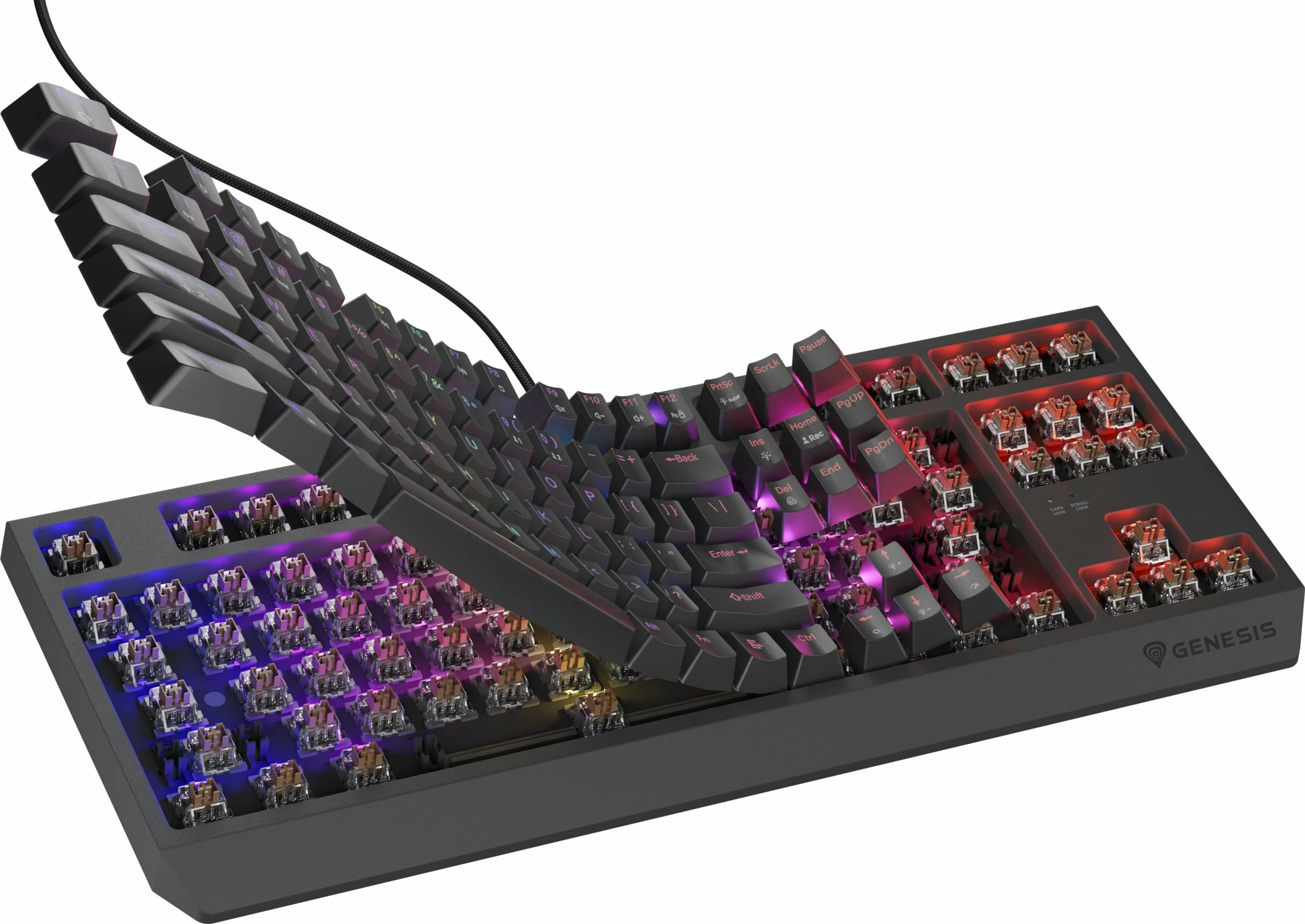 Tastierë mekanike gaming GENESIS Thor 230 TKL NKG-2079, Outemu Brown, RGB, USB, US layout, 80% TKL, e zezë