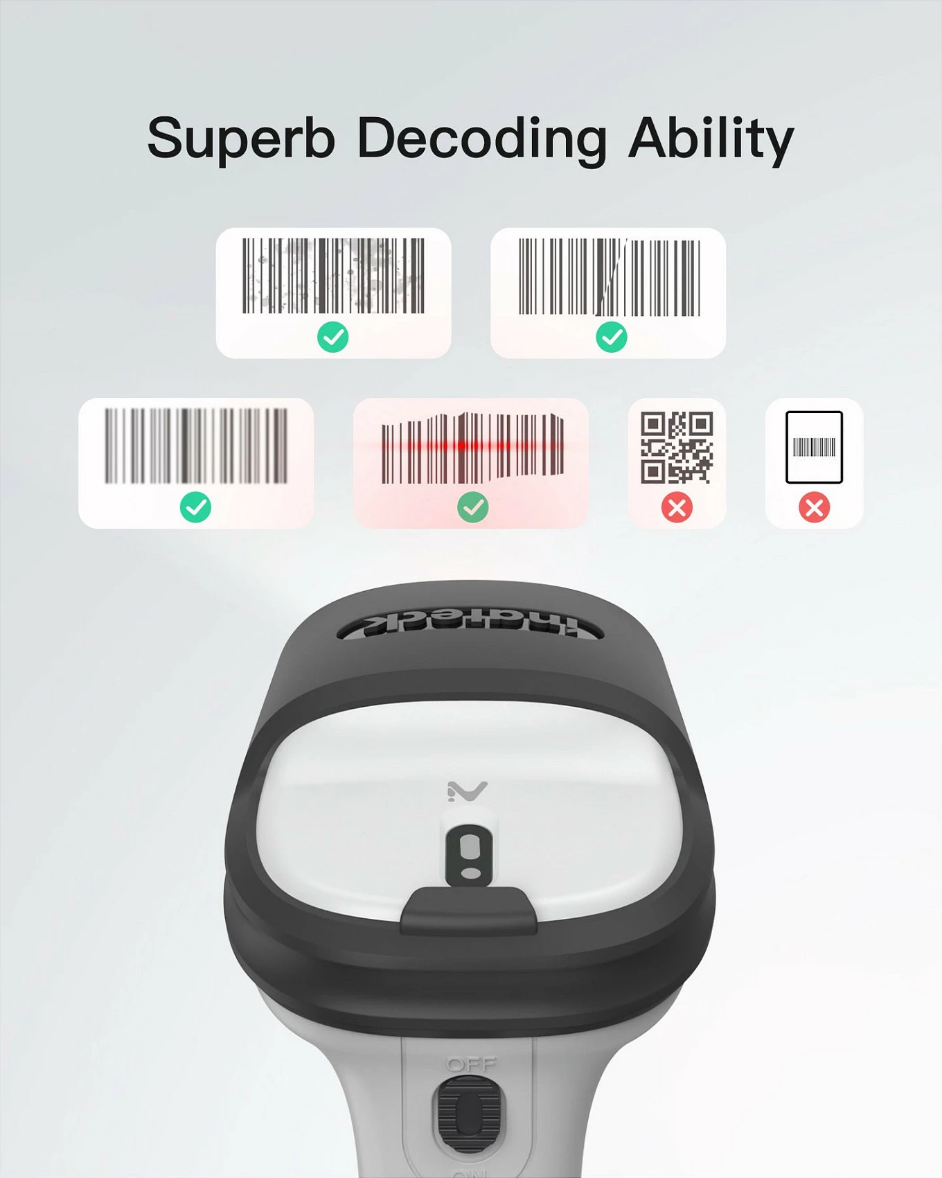 Skaner barkodi Inateck BCST-70-AI, 1D Laser, Bluetooth/USB, 2600mAh, zi/gri 2