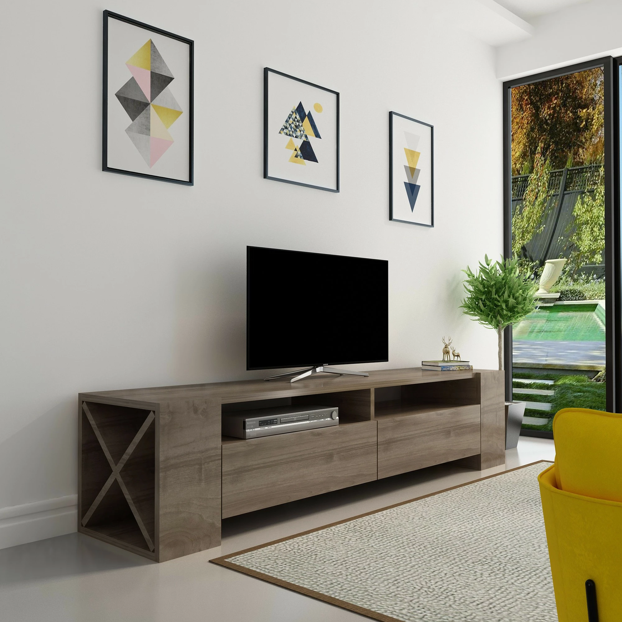 Komodë TV Hanah Home, Sosruko, ngjyrë arre