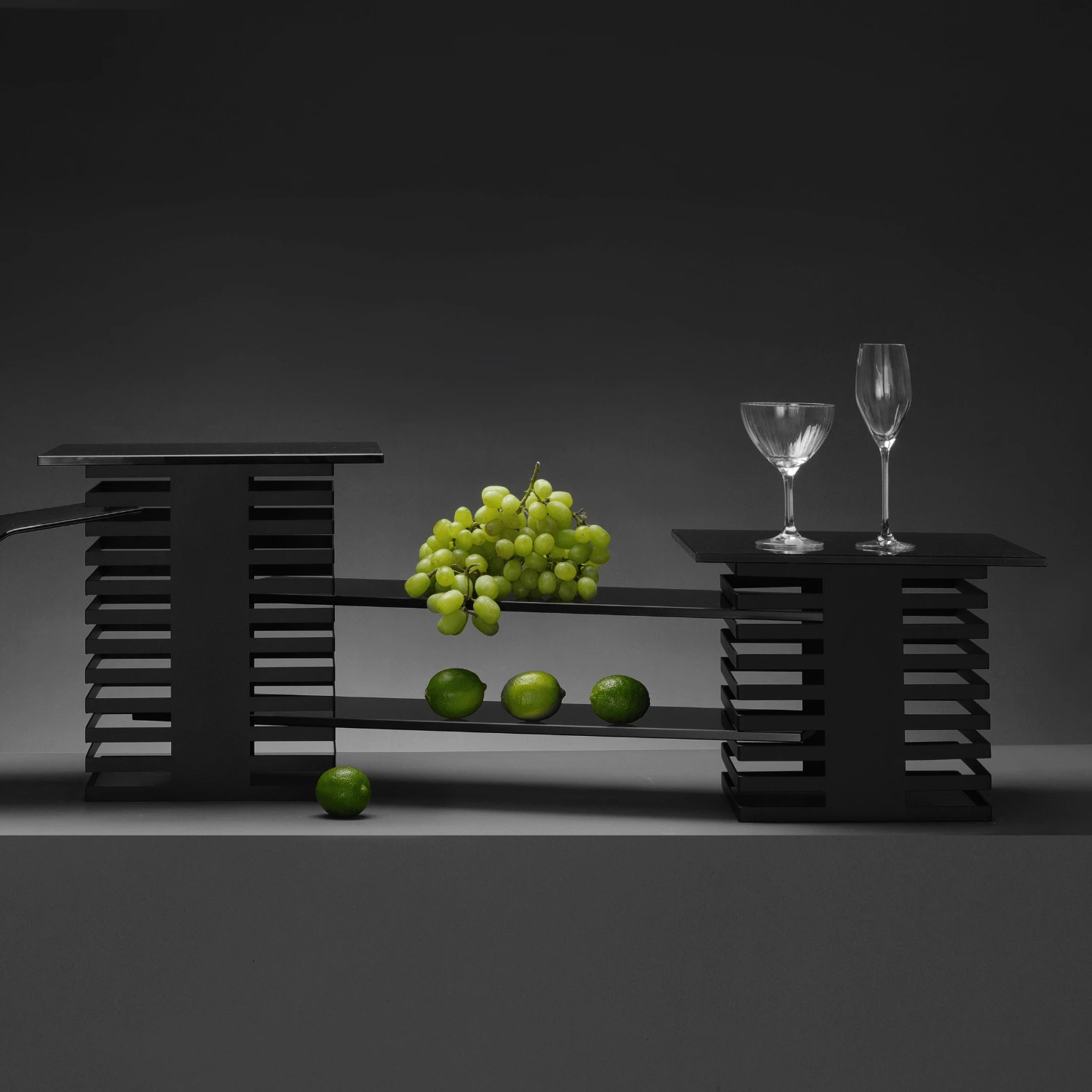 kolonë bufeti, Fine Dine Skiatos, 12 nivele, 250x250x350 mm, e zezë