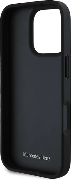 Mbështjellës Mercedes për iPhone 16 Pro Max, lëkurë, i zi
