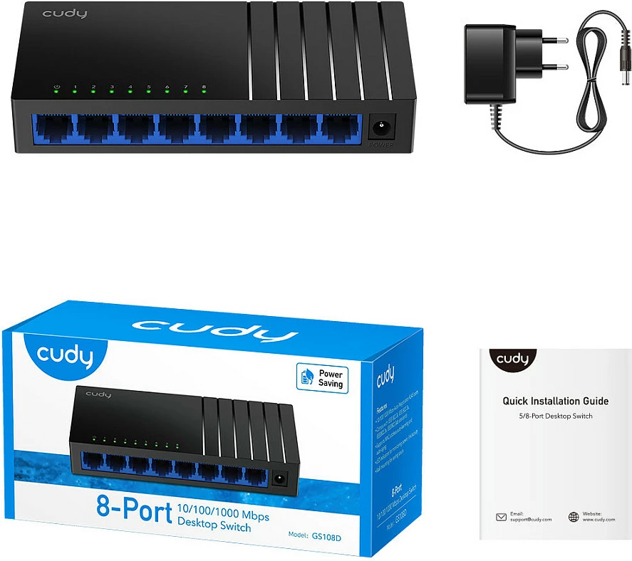 Switch Cudy GS108D, Gigabit Ethernet, 8 porte