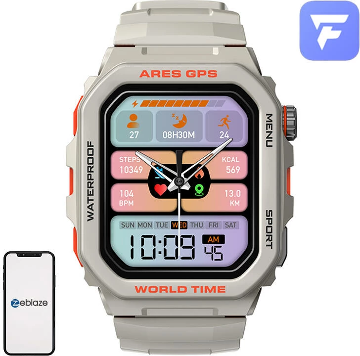 Smartwatch Zeblaze Ares GPS, 1.75", 380 mAh, i bardhë