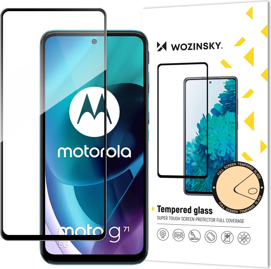 Mbështjellës xhami Wozinsky për Motorola Moto G71 5G, Full Glue, i zi