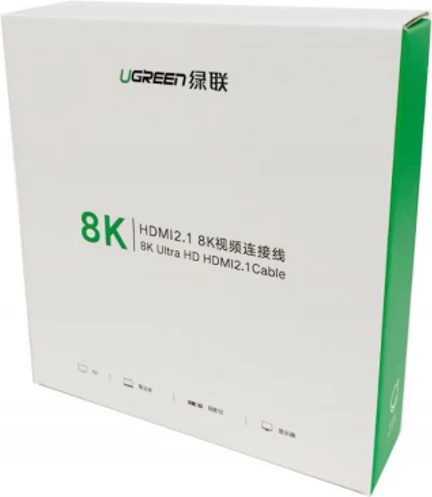 kabl HDMI UGREEN 80602 HDMI 2.1, 3m, 8K@60Hz / 4K@120Hz, 48Gbps, eARC, HDR, me kuti, e zezë