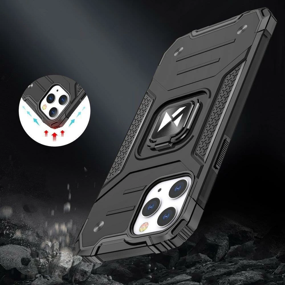 Mbështjellës Wozinsky Ring Armor për iPhone 14 Pro Max, me unazë dhe mbajtëse magnetike, Blu