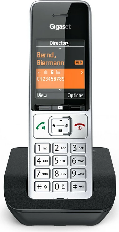 Telefon pa tel Gigaset COMFORT 500, DECT, Speakerphone, 200 kontakte, ID thirrësit, Ngjyrë e zezë dhe argjendtë