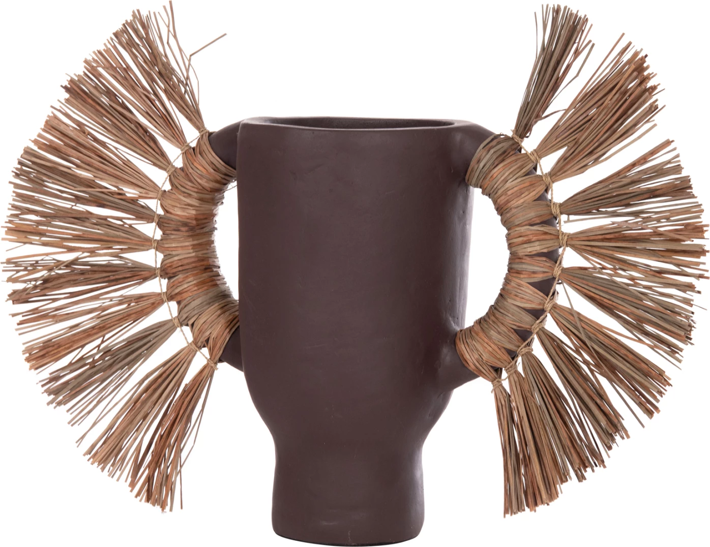 Vazo dekorative tavoline ALICA, terrakotë, ngjyrë çokollate, me bar të thatë, 55x19x34cm