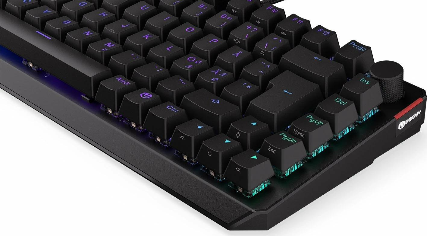Tastierë mekanike gaming Endorfy Thock 75% EY5B007, Kailh Red, RGB, Nordic layout, wireless + USB-C, e zezë