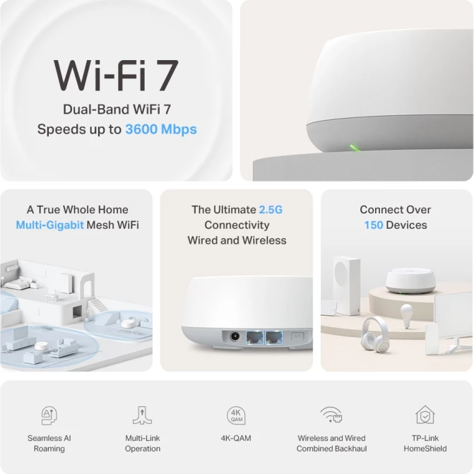 Sistem mesh Wi‑Fi 7 TP-Link Deco BE25 BE3600 (3-pack)