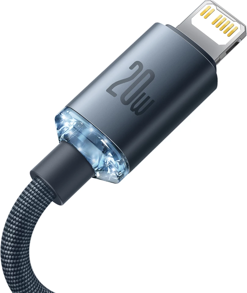 Kabllo Baseus Crystal Shine CAJY000301, USB-C në Lightning, 2m, 20W, e zezë