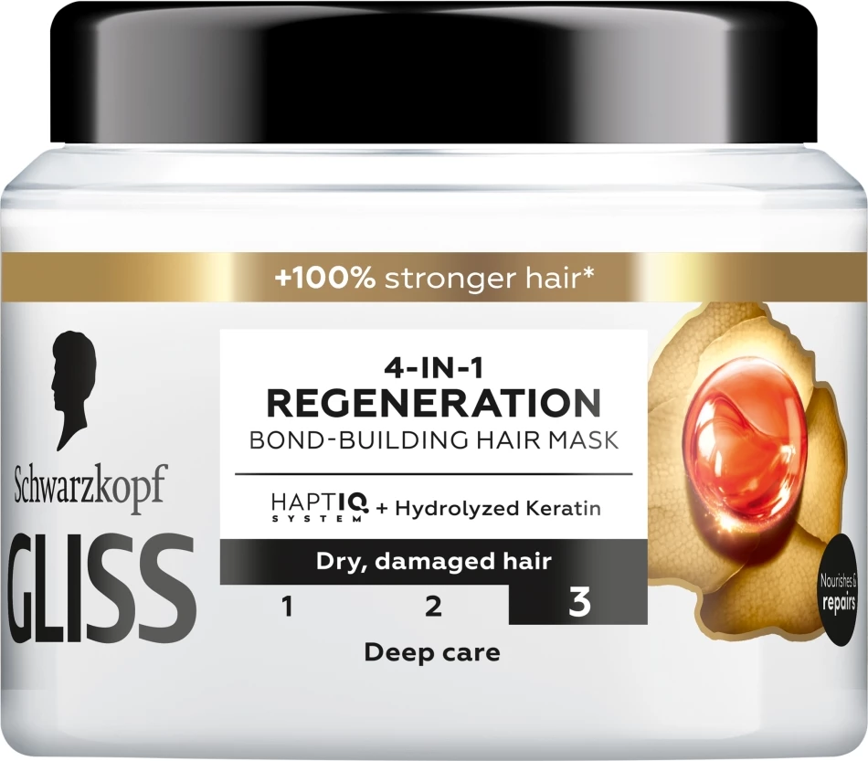 Maskë për flokë Gliss 4-in-1 Regeneration Restorative për femra, 400ml