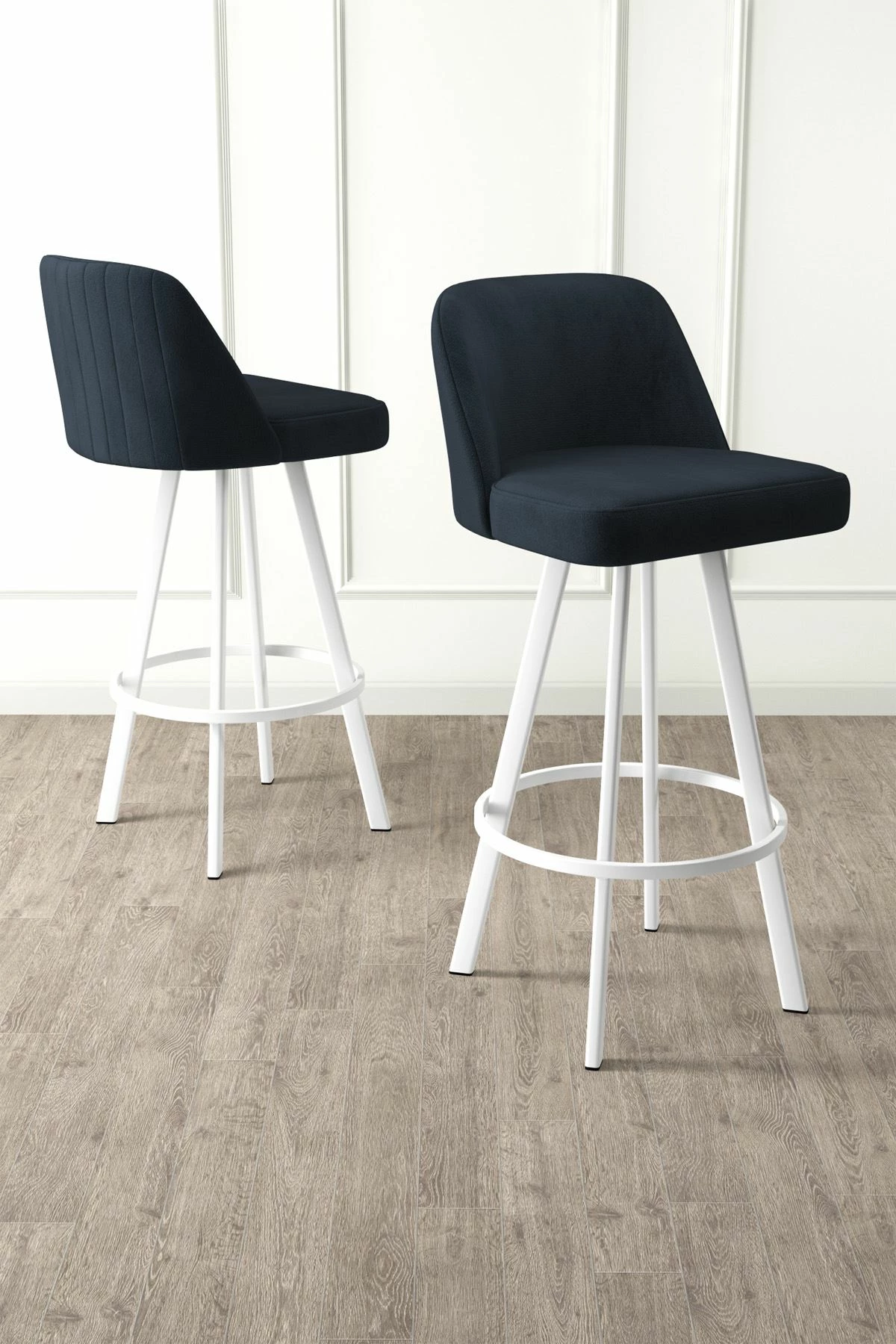 Set karrigesh për bar (4 copë), Hanah Home, Atex, antracit, e bardhë