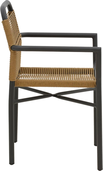 Set tavoline me karrige për terasë Kliton-Clutch, alumin, ngjyrë antracit-natyrale, 80x80x74cm, 5 copë