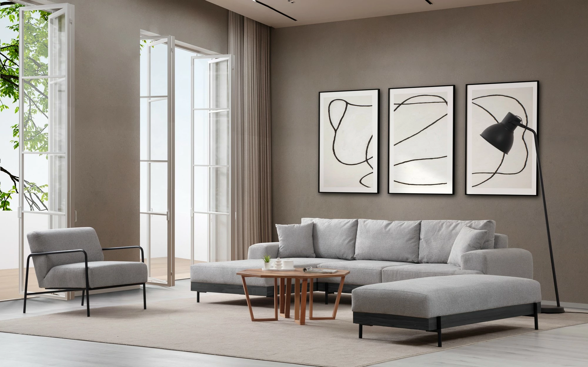 Këndare Atelier del Sofa, gri, kënd i majtë
