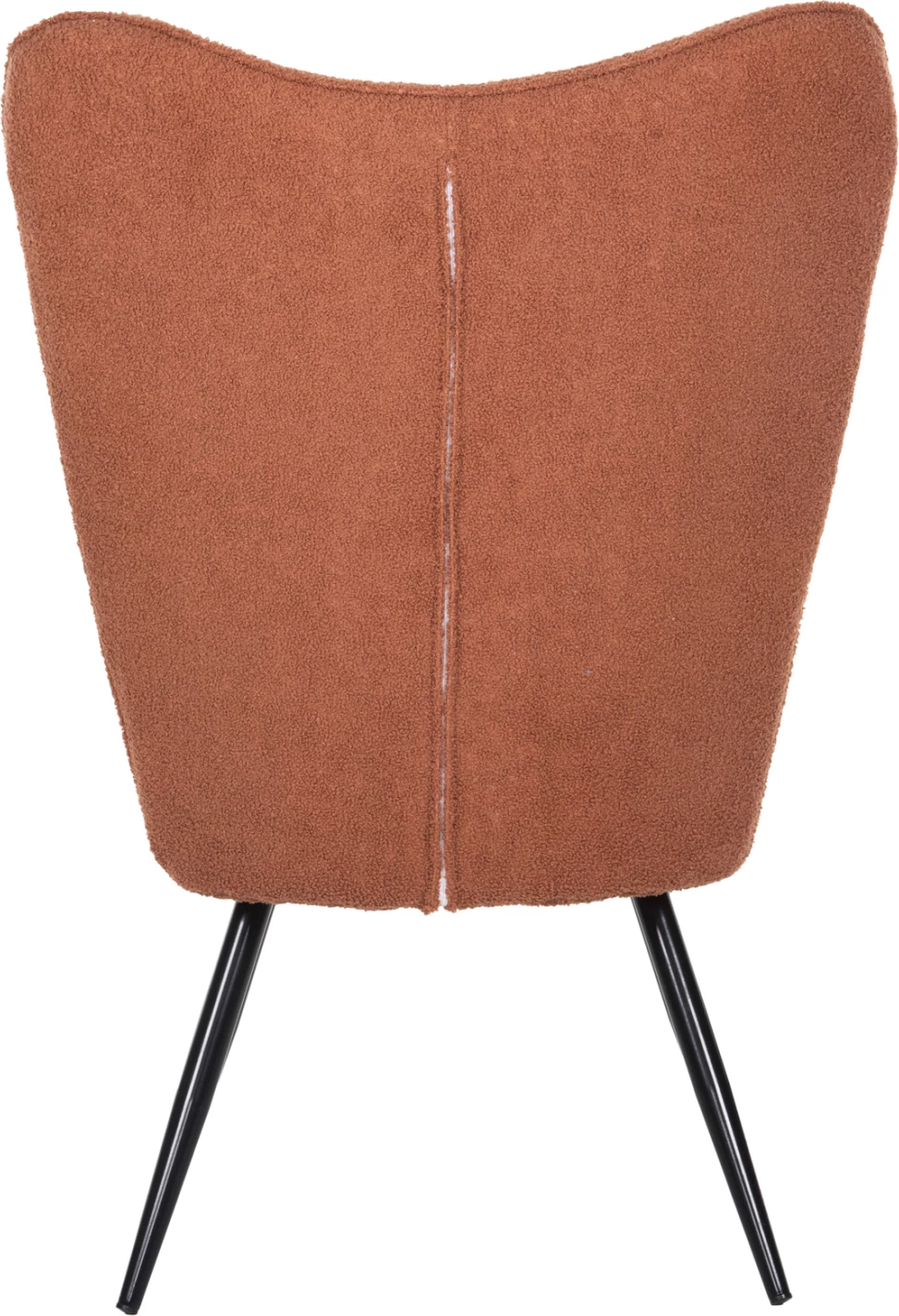 Karrige me mbështetëse këmbësh CRAWLEY FH8918.22, pëlhurë boucle portokalli, këmbë metali të zeza, 70x74x105H cm