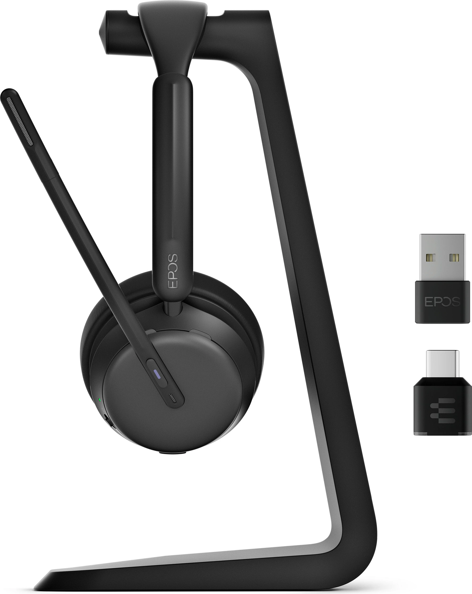 Kufje EPOS IMPACT 1000 MS UC, Bluetooth, ANC, USB-C+A, me stand, të zeza