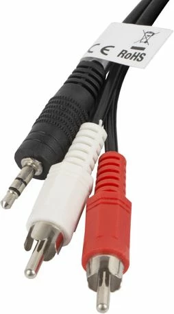 Kablë audio Lanberg CA-MJRC-10CC-0025-BK, 3.5mm Jack në 2x RCA (Cinch), 2 m, e zezë