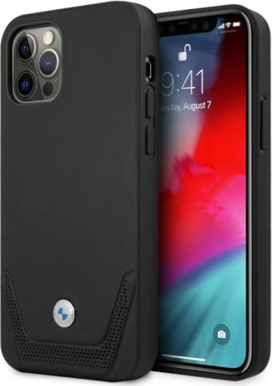 Mbështjellës BMW BMHCP12MRSWPK për iPhone 12/12 Pro, hardcase, lëkurë, e zezë